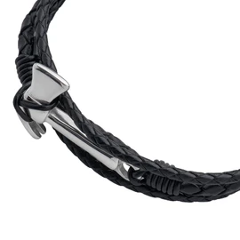 LUCKMAN Pulsera para Hombre de Acero Inoxidable y Cuero Piel Vegana, estilo Brazalete Vikingo con Hacha – Joyería y Accesorios para Hombre, Regalos para Hombre Originales Navidad y Regalos para Papá, Modelo Xavi
