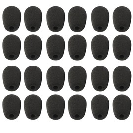 Pack of 24 Black Pop Protection Caps - Foam Windscreen for Microphones - Ideal for Stage Performances, Meetings and Recording