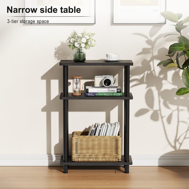 Apicizon Small Narrow Side Table, 3-Tier Skinny End Table with