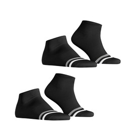 ESPRIT Men's Accent Stripe Multipack M Sn Cotton Short Patterned Trainer Socks (Pack of 2), Black 3000.