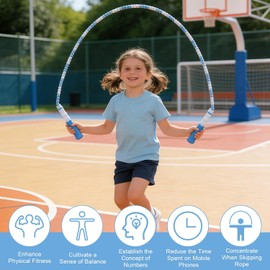 Cuerda de saltar de abalorio suaves, longitud ajustable, sin enredos, segmentada, para niños, adultos, mujeres y hombres, ideal para fitness, ejercicio, pérdida de peso y mantenimiento de la salud