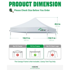 ACEPIC Heavy Duty 10x10 Pop Up Canopy Replacement Top (White, Top Only)