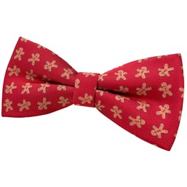 Retreez Men Woven Pre-tied Bow Tie Christmas Ginger Bread Man 11.5 cm - red