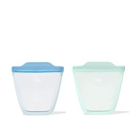 OXO Tot Silicone Reusable Bags – 2 Piece Cup Set - Opal and Dusk