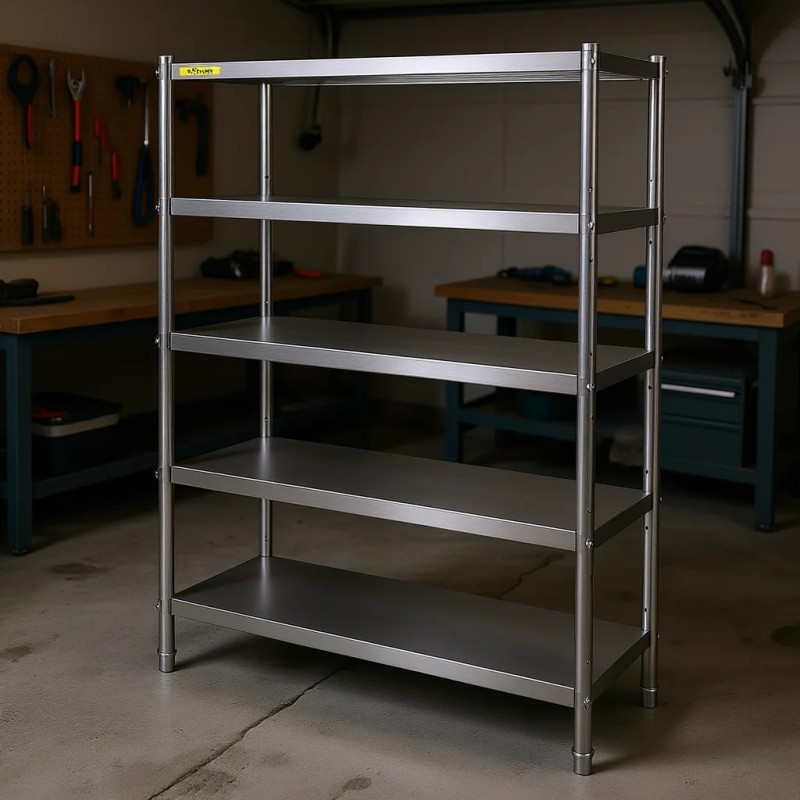 5 Tier Stainless Steel Shelving 47.5x18 Inch Heavy Duty Rack