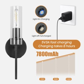 Loiogohot Wall Sconces,Modern Rechargable Wall Lights Cordless Wall Light No Wiring 7800mAh Endurance 100 Hours,6W Fast Charging,Wireless Sconces for Living Room Bedroom Hallway, Bulb Included