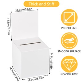 Yoodelife Cardboard Ballot Box with Slot, 6 x 6 x 6 Inch Raffle Boxes Donation Box Suggestion Boxes with Removable Header for Fundraising Collecting Business Card Ticket and Voting Contest, Pack of 2