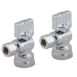 LD Valve -1/4 Turn Angle Stop Valve 1/2-in FIP Iron Pipe x 3/8-in OD Compression, Quarter Turn LF Brass Chrome Plated Water Shut Off Angle Valve for Faucet or Toilet Installation-LD Brand (2-Pack)
