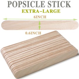 150 Pcs Craft Sticks Ice Cream Sticks, Borogo 6" x 3/4" Sticks Natural Wood Popsicle Craft Sticks Treat Sticks Ice Pop Sticks for DIY Crafts