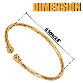 4pcs India Brass Openable Bangle Bracelet Arab Ethiopian Bangle Gold Color Dubai Africa Jewelry Gift, One Size, Metal, no gemstone