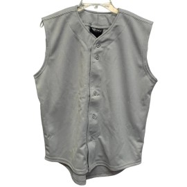 Tag Team New Tag Team Uniform Youth XL Gray Button Down Baseball Sleeveless Jersey Vest