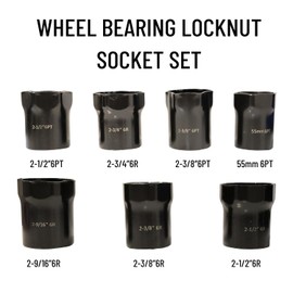 VEHIRETL Wheel Bearing Locknut Socket Set 7 Piece Wheel Bearing Lock Nuts Removal and Installation Tool Kit 1/2 Inch Drive SAE and Metric 6-Point Axle Nut Socket Compatible with Dodge, Ford and Toyota