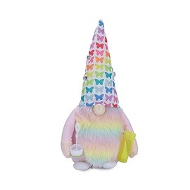 Designstyles Dabney Lee Rainbow Gnome with Bubble Bottle – Pink Plush Gnome with Rainbow Beard – Gnome Gifts – Pride Gnomes – Rainbow Gifts – Valentines Day Decor for Home