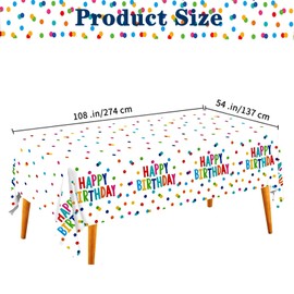 SINGOMON 2pcs Polka Dot Tablecloth Rainbow Tablecloths Colorful Dot Table Cloth Happy Birthday Table Cover Plastic Tablecloth Rectangle Disposable Tablecloth for Birthday Baby Shower Decorations