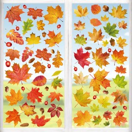Thanksgiving Fenster Aufkleber, 6 Sheet Erntedankfest Fensteraufkleber, Herbst Fenster Aufkleber, Thanksgiving Dekorationen, Ohne Kleber Statisch Selbsthaftend Fensterdeko Herbstdeko
