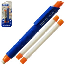 Groove Retractable Click Pencil Eraser, Orange Body, Pack of 1, Eraser Refill, Pen-Style Mechanical Retract Eraser, School Office Home Use, iZOFAX Black Ball Pen