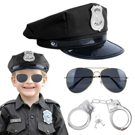 Luchild Children’s Policeman Hat – Kids Police Officer Costume Accessory for Carnival, Christmas, Fancy Dress, and Role Play (Black)