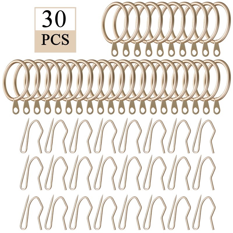 Hotop 30 Pcs Metal Drapery Curtain Rings 0.98/1.26/1.65 inch Interior