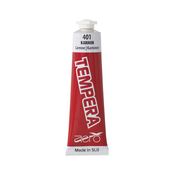 AERO Tempera Single Paints, Crimson Red, 12 Tubes of 7.5 ml, Non-Toxic, Bright and Intense Colours, Highly Pigmented, Can Be Painted with Water, Suitable for Numerous Painting Techniques