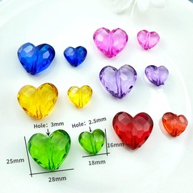 Tingoons 50 Pcs 18x16mm Acrylic Heart Shape Beads Clear Colorful Craft Beads with Hole Spacer Beads for Home Decoration DIY Craft Making Jewelry Making Bracelet Necklace Earrings(Multicolor)