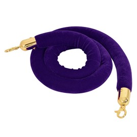 Almencla 59/78.7/118.1 inches Barrier Rope Crowd Control Stanchion Queue Velvet Rope with Gold Color Plated Hooks - Purple, 59.0 inch