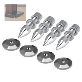 4 Pcs Speaker Spike Set, Silver Copper Anti Scratches Speaker Spikes Stand Foot HiFi Speaker Shockproof Cone Base Pads, for HiFi Speakers or Speaker Frame