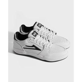 Lakai Men’s Telford Low Skateboarding Shoe - White/Black Leather, 9.5 US