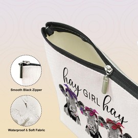 VICBOU Funny Western Cow Makeup Bag Cow Print Stuff Western Accessories for Women Cow Gifts for Cow Lovers Humor Friendship Christmas Birthday Gifts for Girls Best Friend Sister Bestie Cosmetic Bag