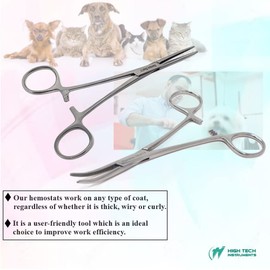 Pet Care Hemostat Forceps 5" Dog, Cat Made of Stainless Steel - CRV+STR Serrated Tips, Useful In Cleaning Ear, Nose Face Paws Furs Multipurpose Forceps For All Kind of Hair Locking Forceps, SILVER