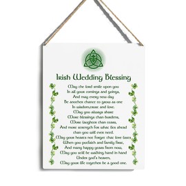 Hanging St Patricks Day Wood Decor Sign, Irish Wedding Blessing Printed Wood Wall Art Sign, Home Signs Decor, Irish Blessing Sign, St Patricks Day Decor, Rustic Farmhouse Decor - 10 x 8 Inches