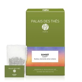 Palais des Thés - Sunset Sleep Tea - Organic Herbal Blend with Chamomile, Lemon Verbena, and Green Rooibos - Caffeine-Free Relaxing Bedtime Tea - 20 Count Biodegradable Cotton Tea Bags Box