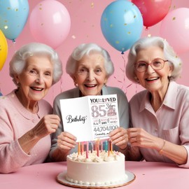 TSVATE 85th Birthday Card, 85th Birthday Gifts for Women, 85th Birthday Decorations, 85th Birthday Card for Women Mom Wife Grandma, 85th Birthday Gifts, 85 Year Old Birthday Gifts for Women Rose Gold