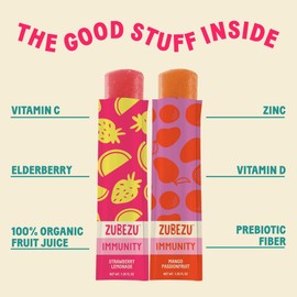 ZuBeZu Organic Immunity Ice Pops – Natural Support for Children’s Immune System with Elderberry, Vitamin C & D, and Zinc – No Added Sugar and 100% Fruit Juice