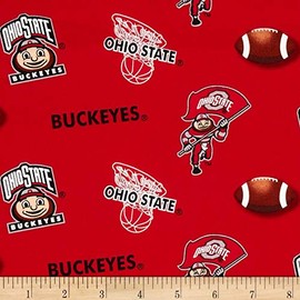 SYKEL ENTERPRISES Sykel Enterprises Collegiate Cotton Broadcloth Ohio State University Fabric by The Yard