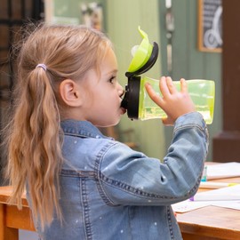 Chicco My Tumbler Open Rim Water Bottle with Free-Flow Spout 12oz.| Spill Proof when Lid is Closed| Flip-Up Carry Handle | Top-Rack Dishwasher Safe | Easy to Hold Toddler Cup | Green | 2+ Years