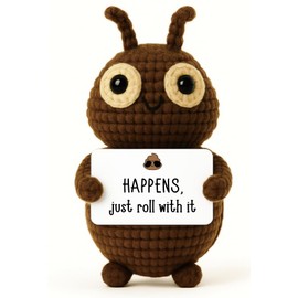 TKGIFTHOT Emotion Funny Support Gift – Positive Crochet Animal Dung Beetle Plush - Office Gifts Motivational Stress Relief Gift for Coworkers Boss Friends