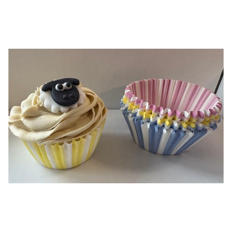 Anniversary House Pack of 75 Stripe Cupcake Cases for Spring