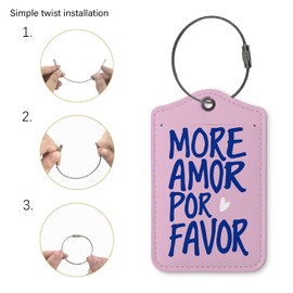 ZFQ 2 Pack Luggage Tags for Suitcases,Pink Preppy Girly Travel Suitcase Tags,Love Gifts,Traveling Accessories,Baggage Tag Label with Steel Loop,Teen Girl Gifts,More Amor Por Favor