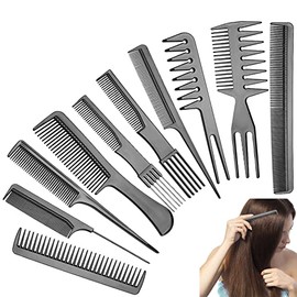 10 Peines Profesionales de Peluquería, Juego de Peinillos Antiestáticos para Cabello, Peinar, Teñir y Estilismo