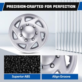 BARTOO 16" Hubcaps Wheel Covers Hubcap for Ford E150 E250 E350 Econoline 1992-2014, One Piece Hub Caps Van Heavy Duty Construction, 1 Piece