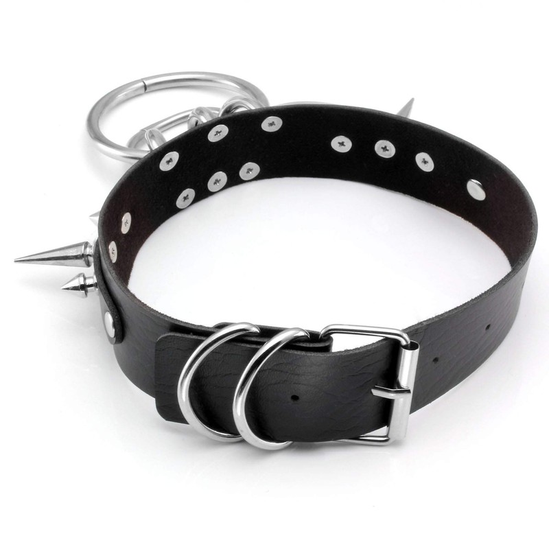 MIlakoo O-Ring, Punk Goth Metal Spike, Rivets, Leather Collar, Choker
