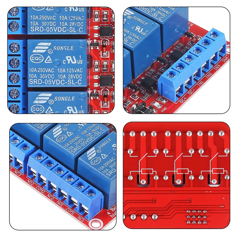 AOICRIE 4pcs 4 Channel DC 5V Relay Module with Optocoupler