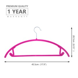 MIZGI Premium Velvet Hangers (Pack of 50) Heavyduty- Non Slip No Shoulder Bump Suit Hangers - Chrome Hooks,Space Saving Clothes Hangers,Rounded Hangers for Coat,Sweater,Jackets,Pants (Fuschia Pink)