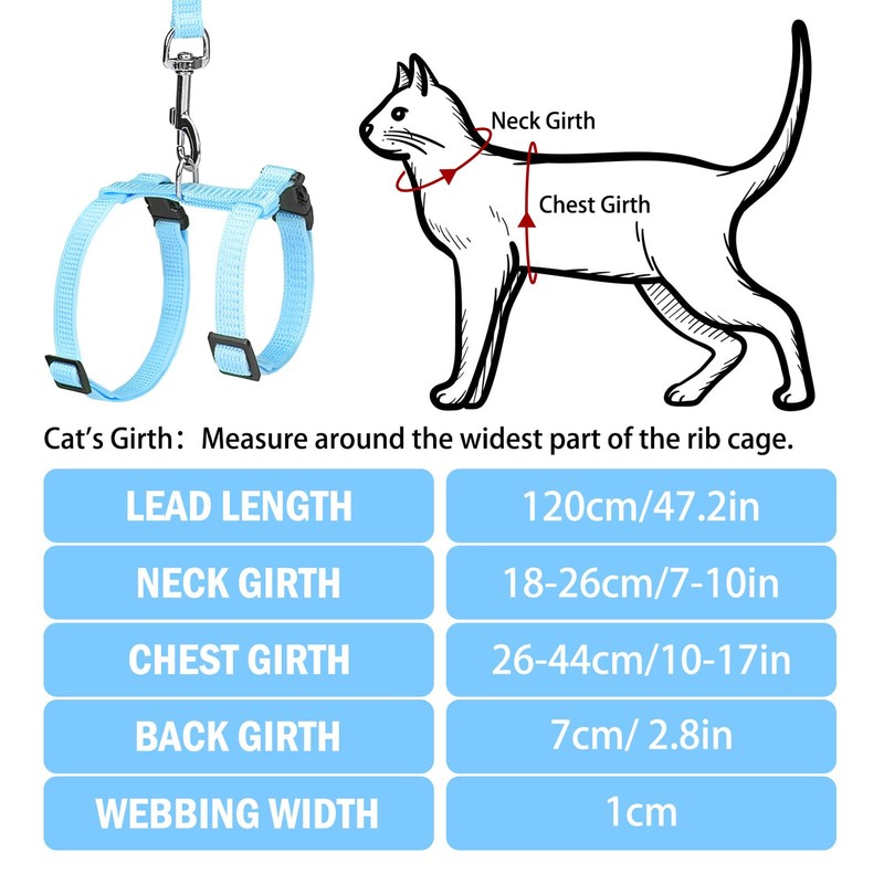 PUPTECK Adjustable Cat Harness and Leash Set Escape Proof Kitten