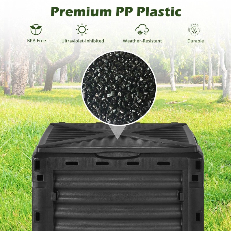 Costway Large Outdoor Compost Bin 80 Gal for Kitchen Waste