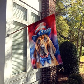 Caroline's Treasures DAC5661CHF Bloodhound Patriotic American House Flag Large Porch Sleeve Pole Decorative Outside Yard Banner Artwork Wall Hanging, Polyester, House Size, Multicolor