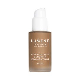 LUMENE Invisible Illumination Tinted Serum Foundation SPF30 with Vegan Collagen Serum & Hyaluronic Acid, Shade 7, 30 ml
