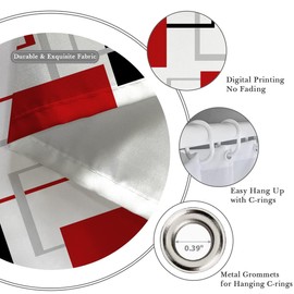 Kikiry Extra Wide Shower Curtain 108''W x 72''L Clawfoot Tub Wrap Around Red Black Abstract White Grey Gray Checkered Geometric Bathroom Curtains Accessories Polyester Fabric Waterproof 18 Pack Hooks