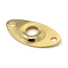 Vintage Forge Gold Oval Jack Plate for Guitar and Bass with Screws Metal Indented Curved Football Shape JPF20-GLD