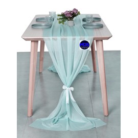 MDS 25 Pack 10ft Chiffon Table Runner 29 x 120 Inches Sheer Wedding Runner Romantic Rustic Table Runner for Wedding Decorations, Birthday Parties, Bridal Shower Party Arch Decor - Teal